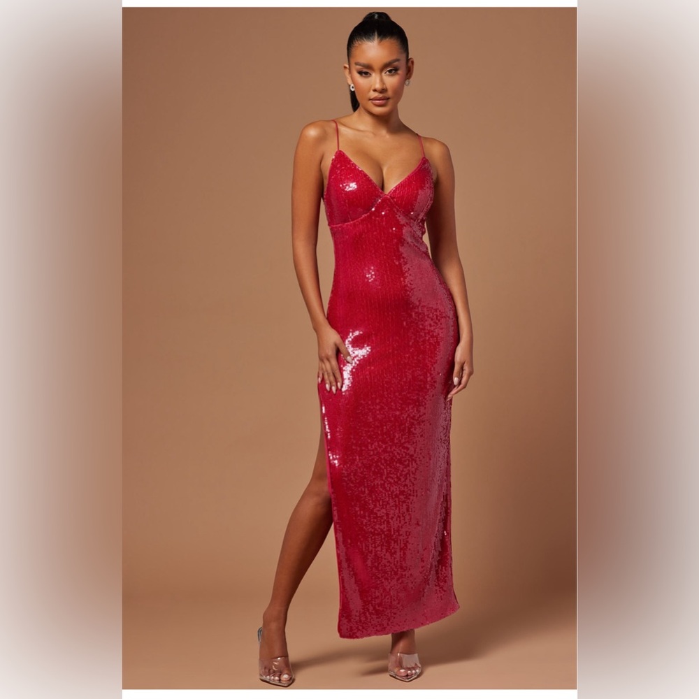 NWT Red Sequin Gown